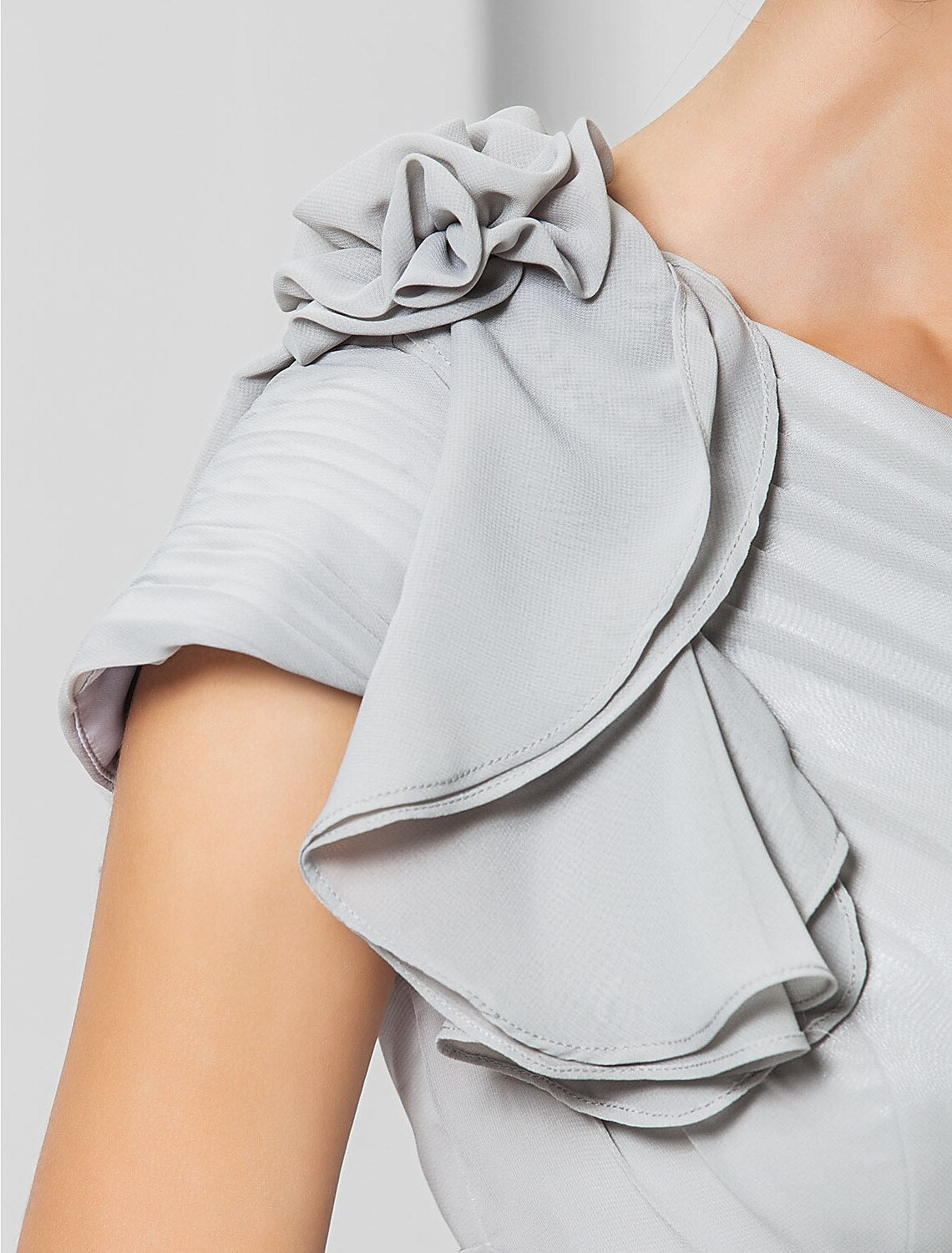 Etuikleid/Säulenkleid, elegantes Kleid, Hochzeitsgast, formeller Abend, bodenlang, ärmellos, ein Schulterträger, Brautjungfernkleid, Chiffon mit Schärpe/Band-Applikationen